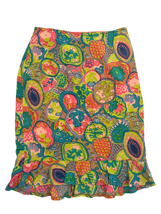 Nanette Lepore Silk beaded Patchwork midi Skirt