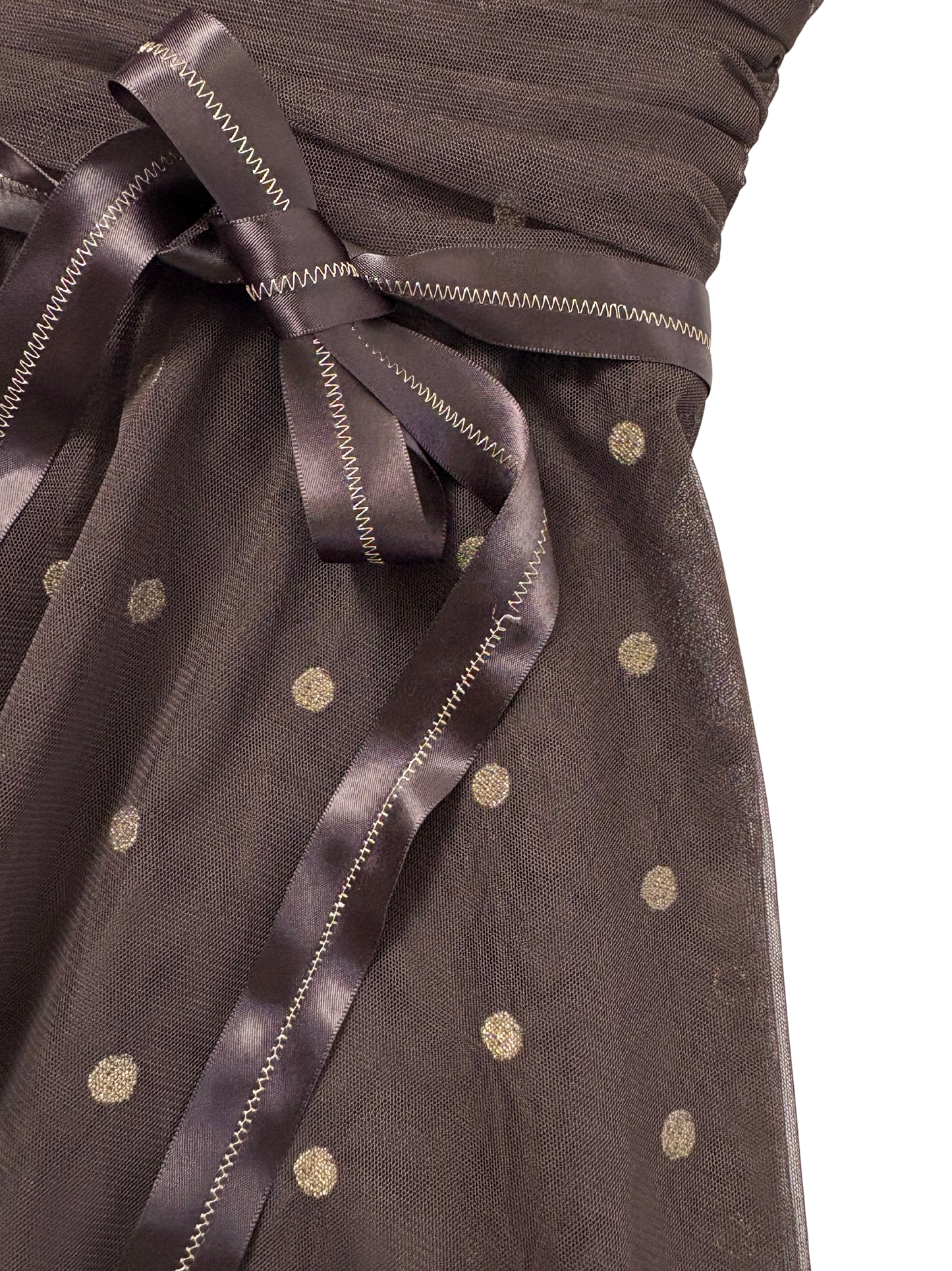 BCBGMAXZRIA Brown Polka Dot Tulle Dress