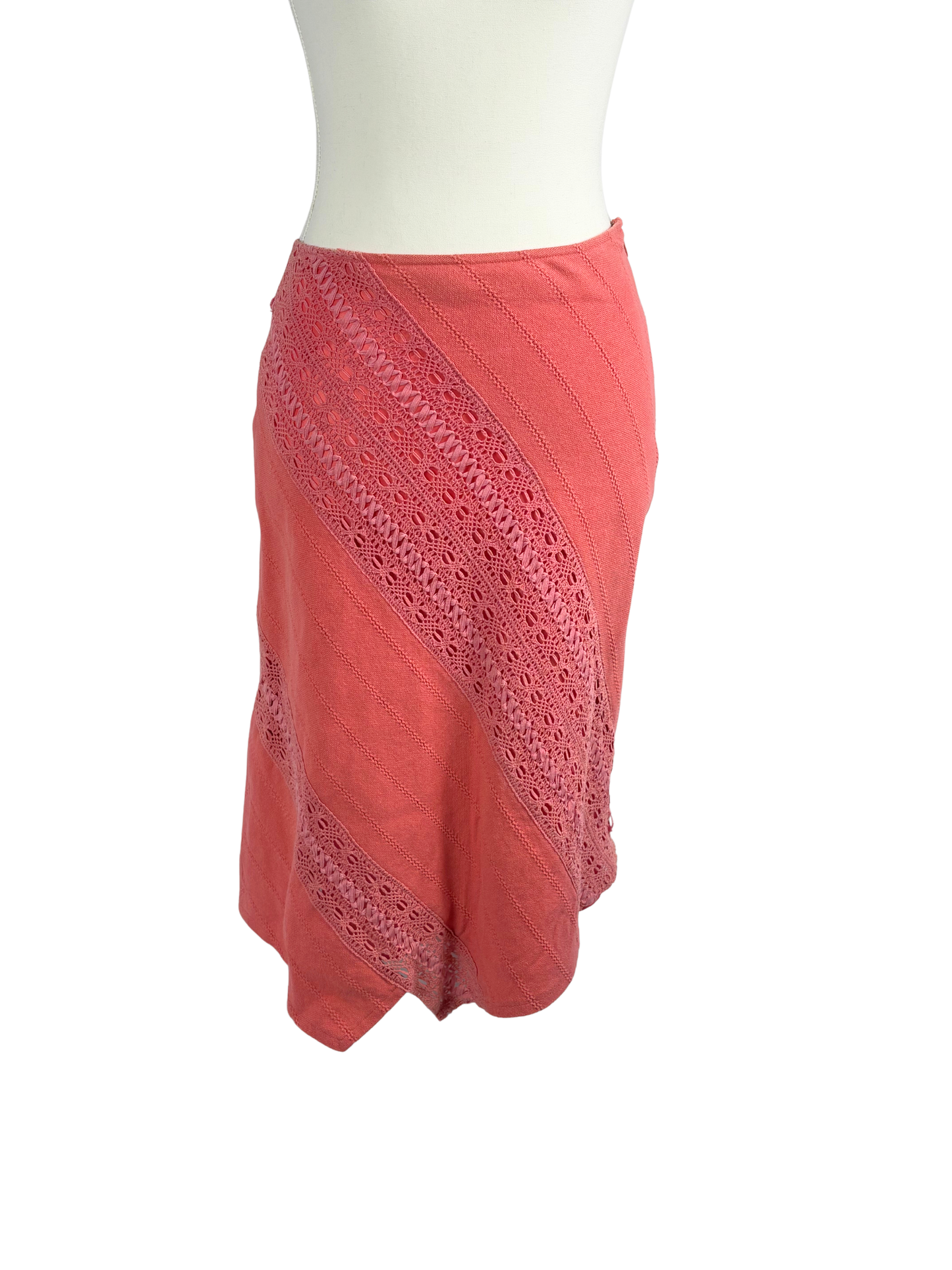 Burberry Blue Label Pink Coral Midi Skirt