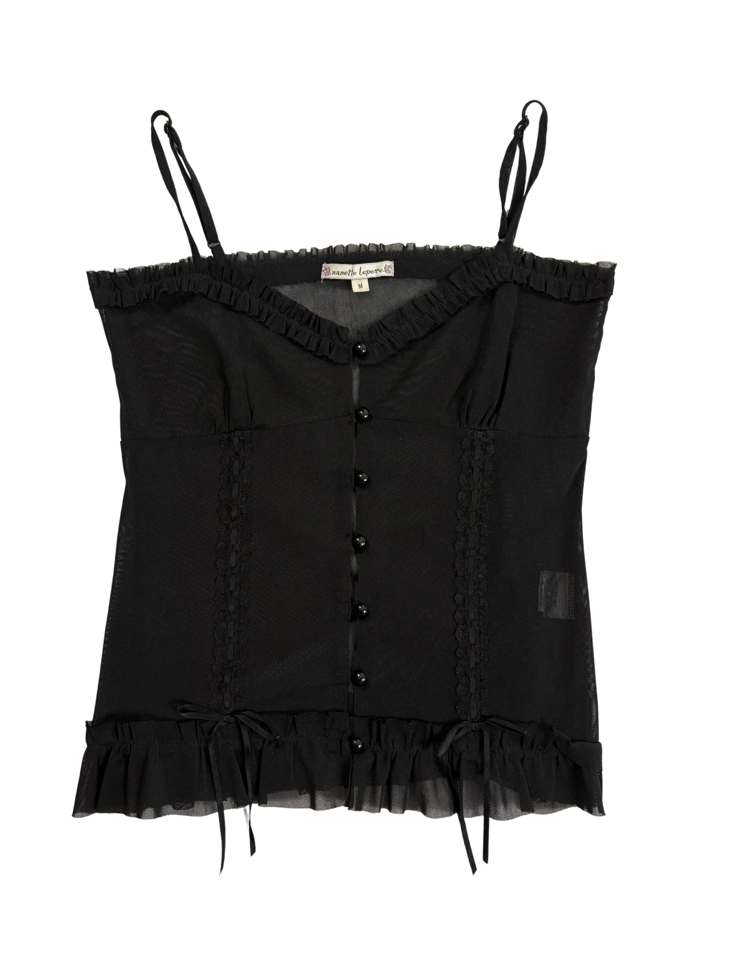 Nanette Lepore Sheer black cami top