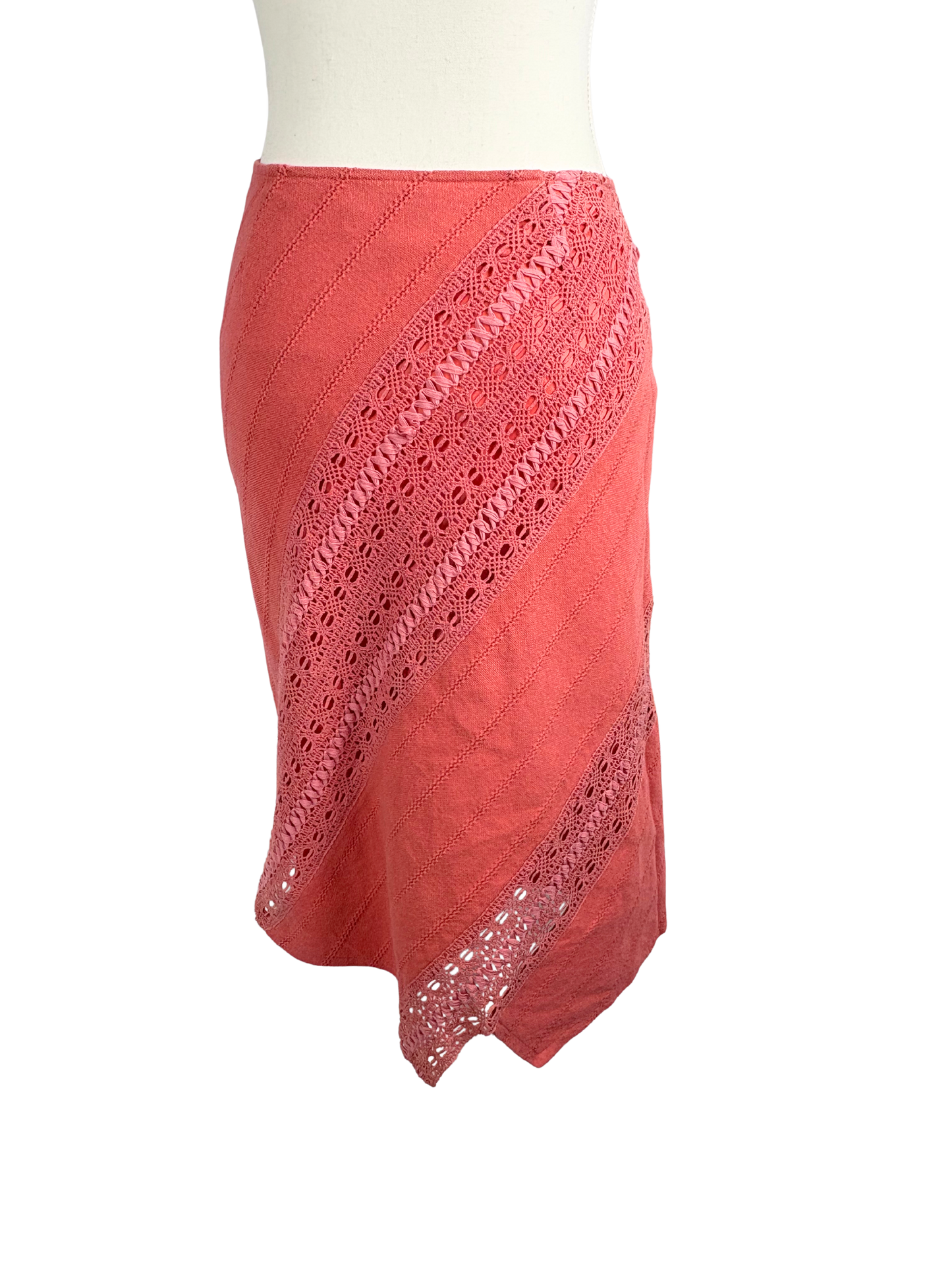 Burberry Blue Label Pink Coral Midi Skirt