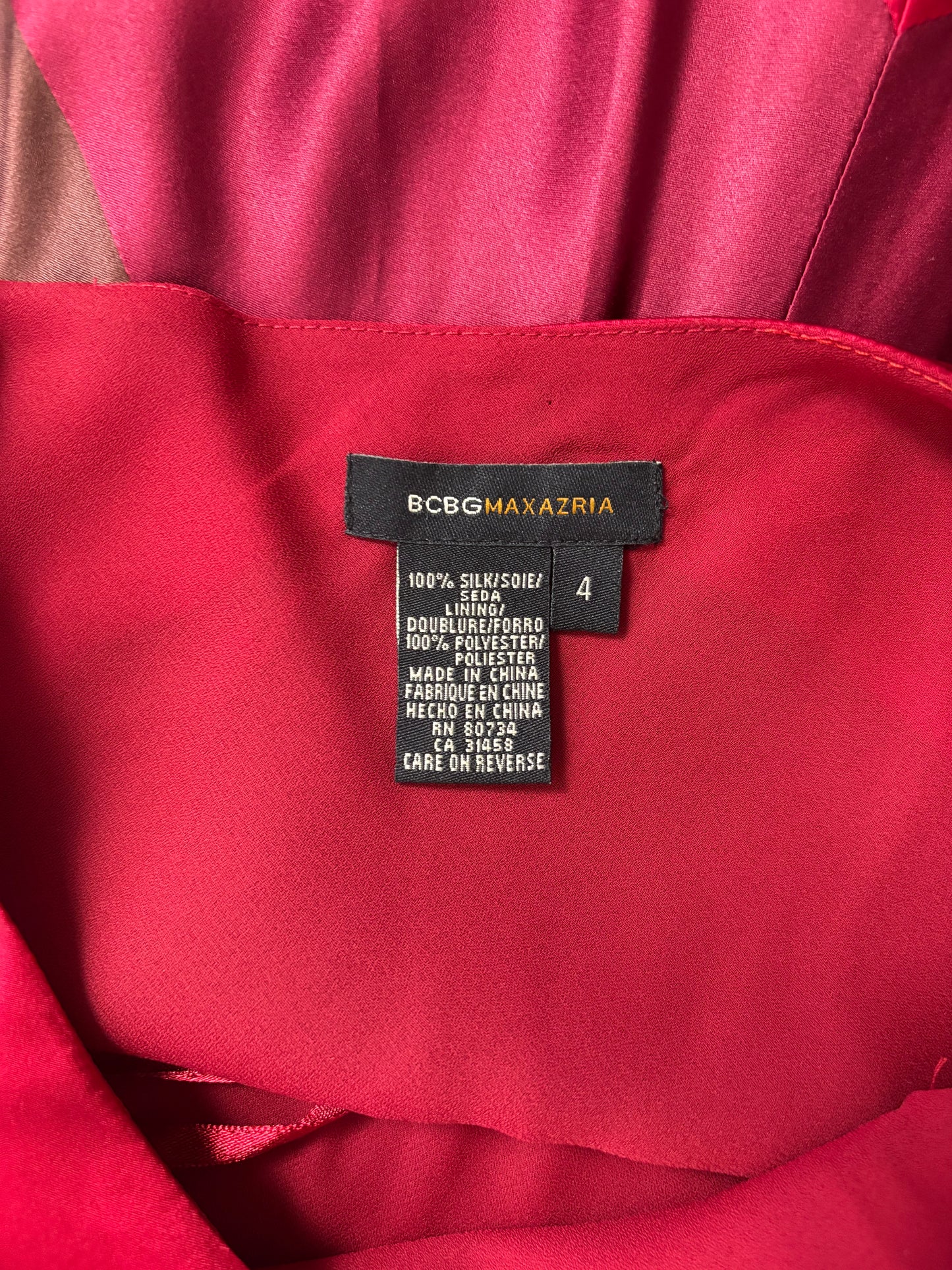 BCBGMAXAZRIA Red Silk Dress