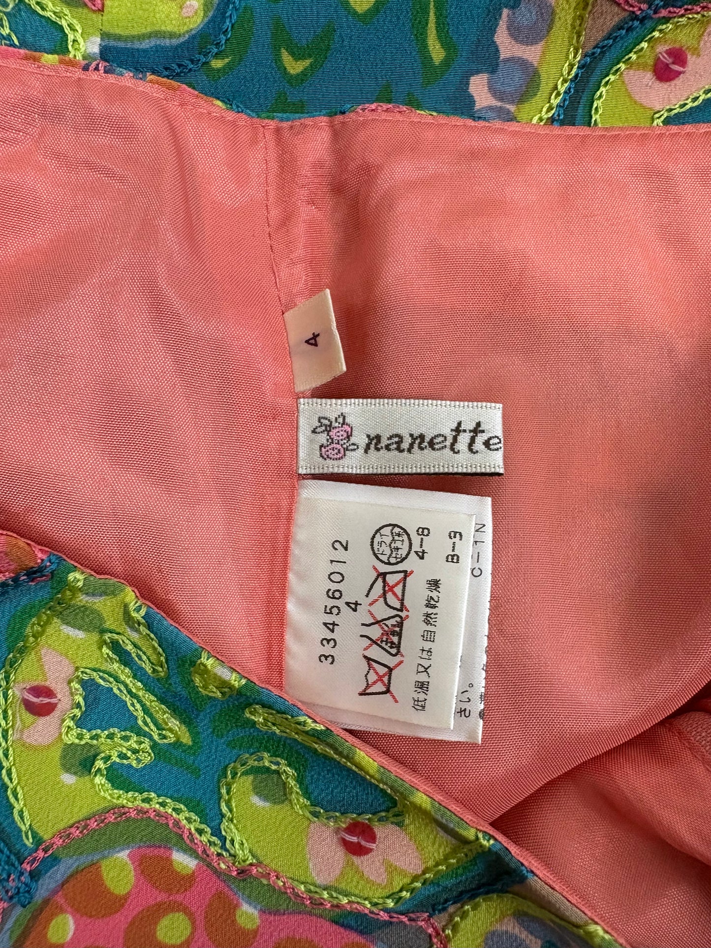 Nanette Lepore Silk beaded Patchwork midi Skirt