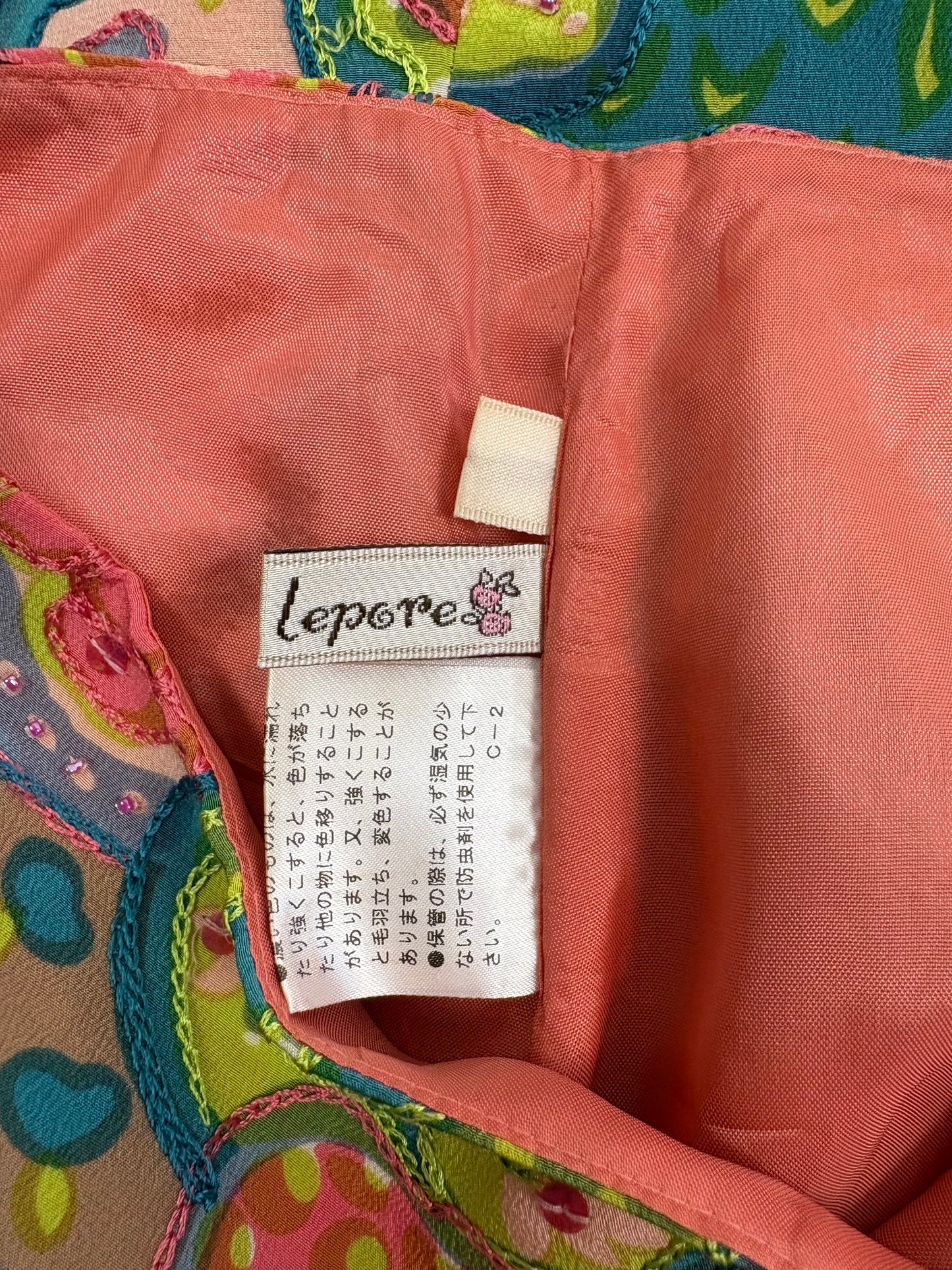 Nanette Lepore Silk beaded Patchwork midi Skirt