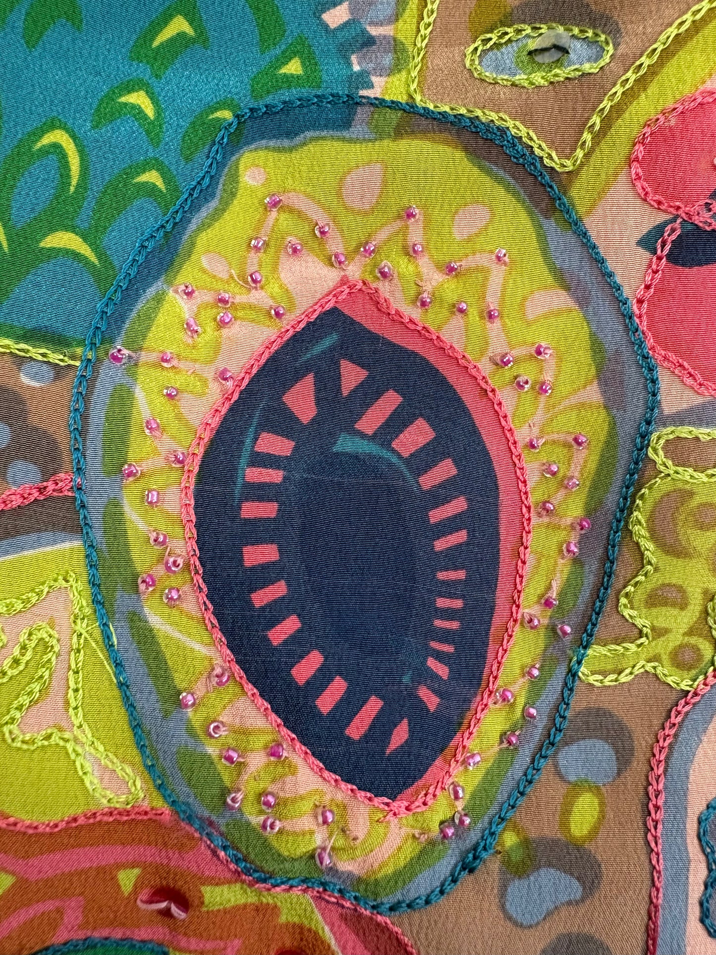 Nanette Lepore Silk beaded Patchwork midi Skirt