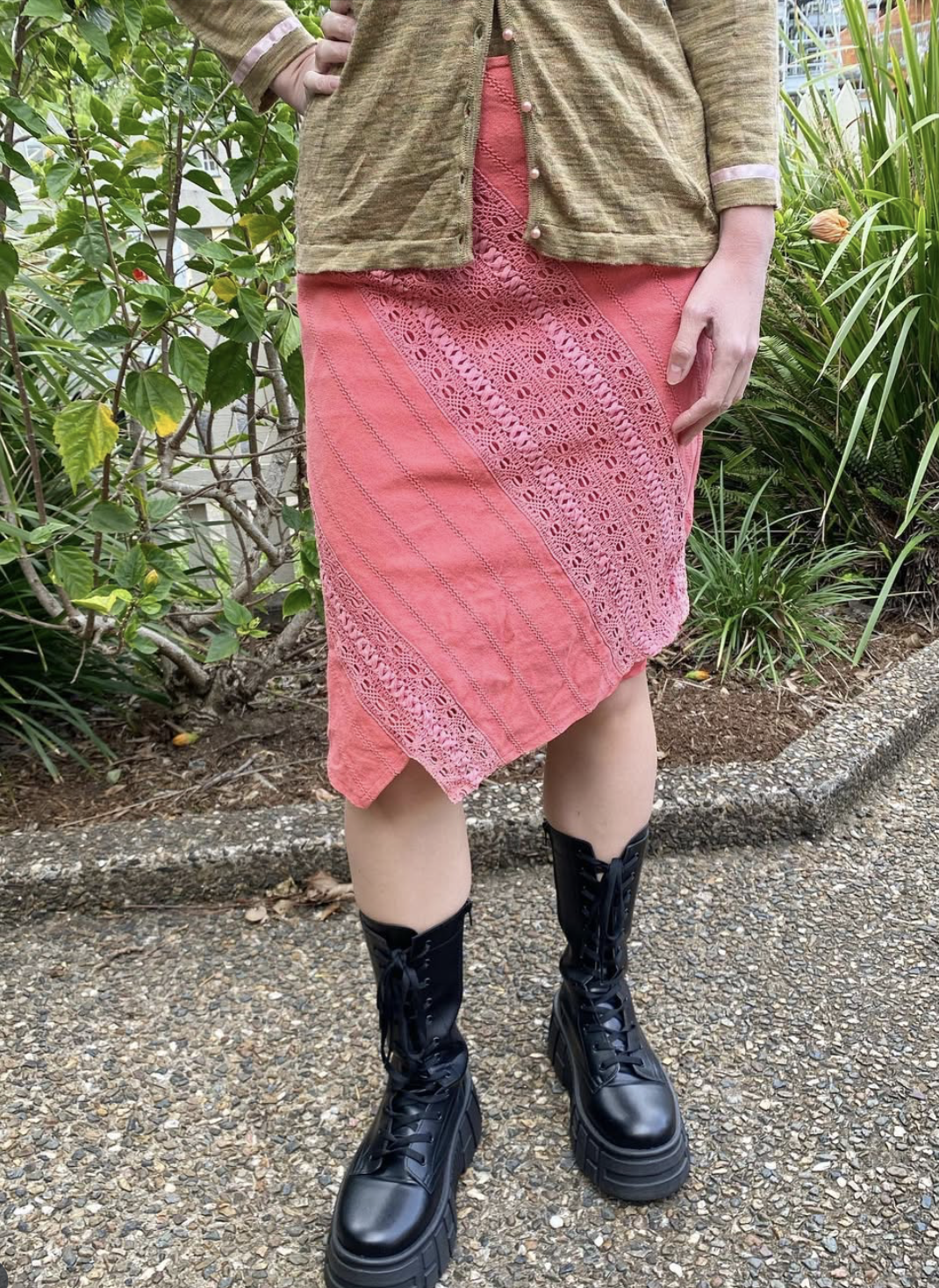 Burberry Blue Label Pink Coral Midi Skirt