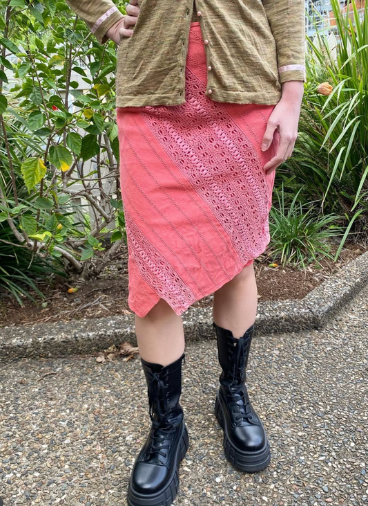 Burberry Blue Label Pink Coral Midi Skirt