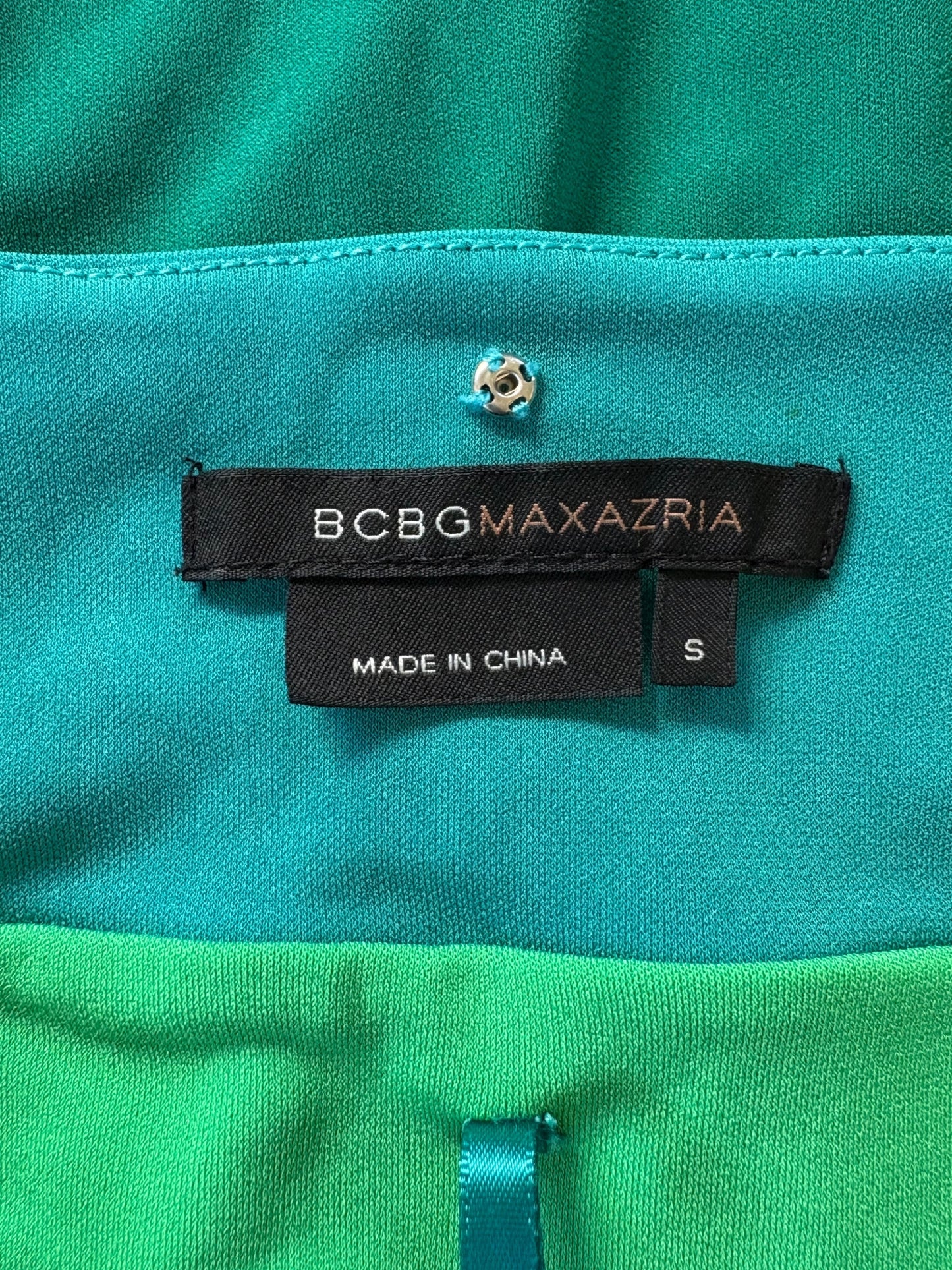 BCBGMAXAZRIA Aqua & Green Halter Dress