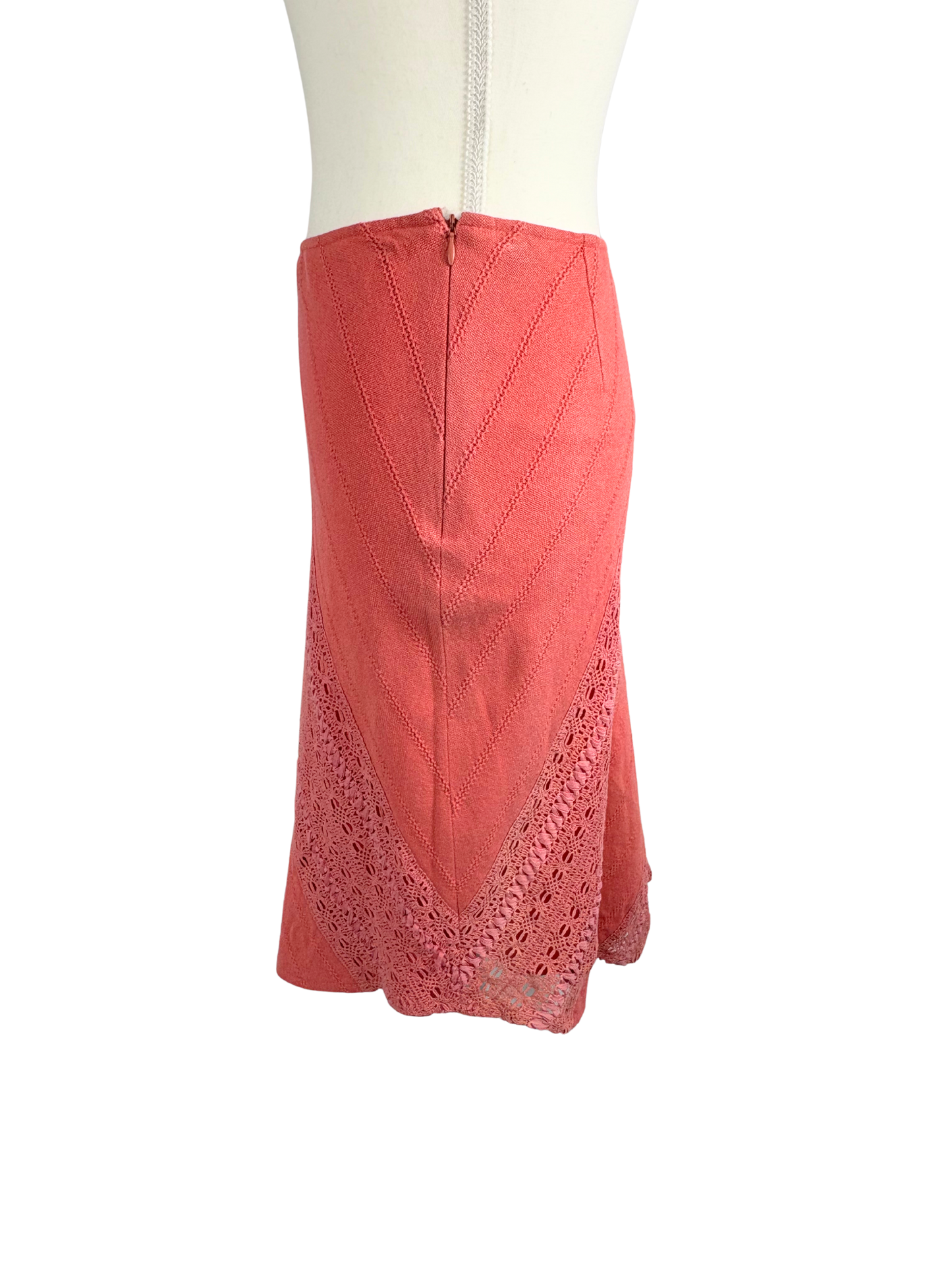Burberry Blue Label Pink Coral Midi Skirt