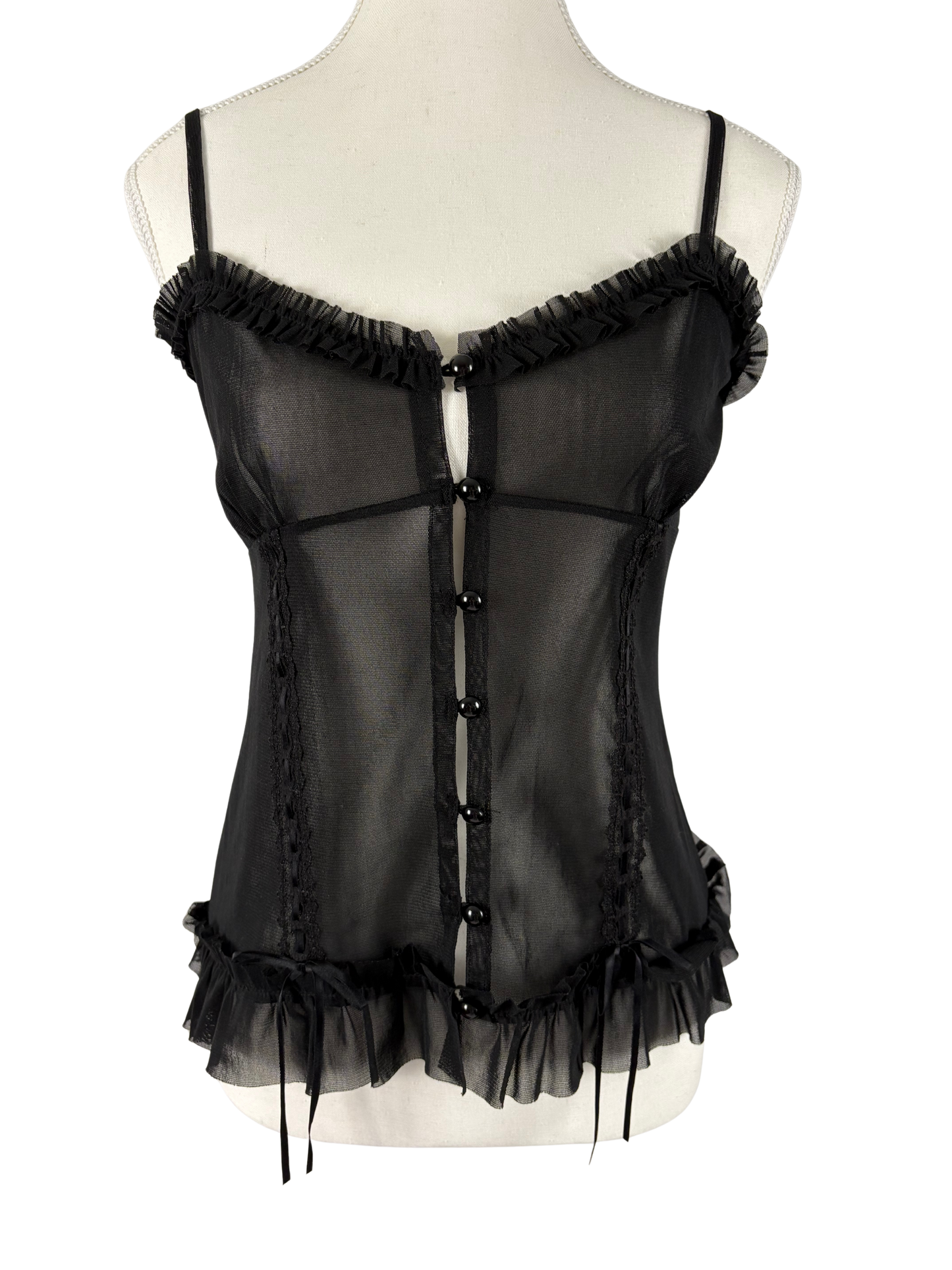 Nanette Lepore Sheer black cami top