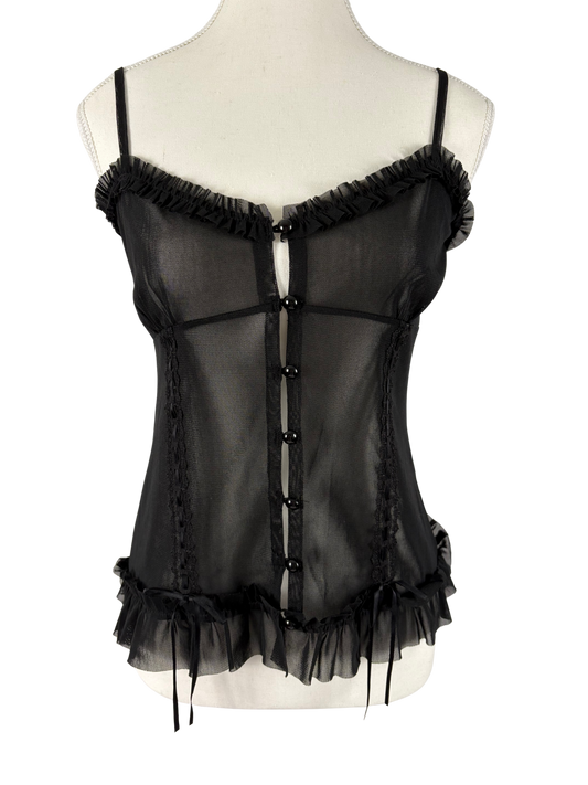 Nanette Lepore Sheer black cami top